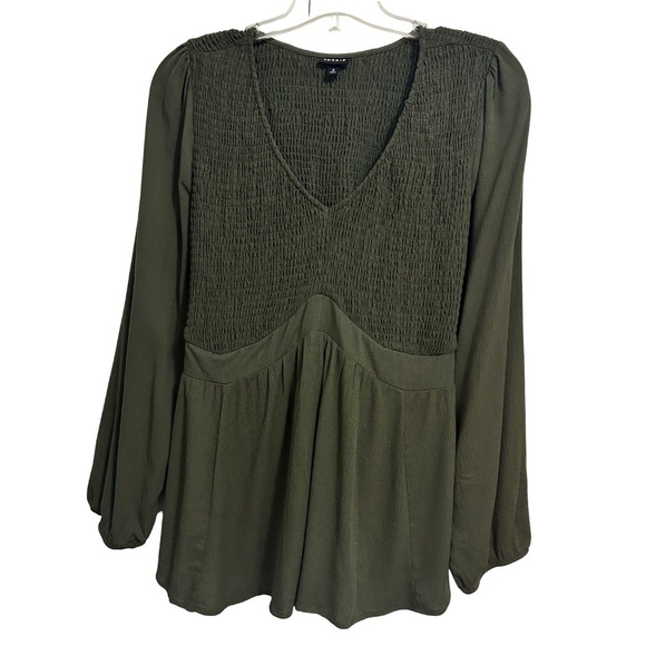 Torrid Fluttery Top Blouse Rayon Long Sleeve Shirred Smocked Empire Bust Waist - Picture 7 of 14